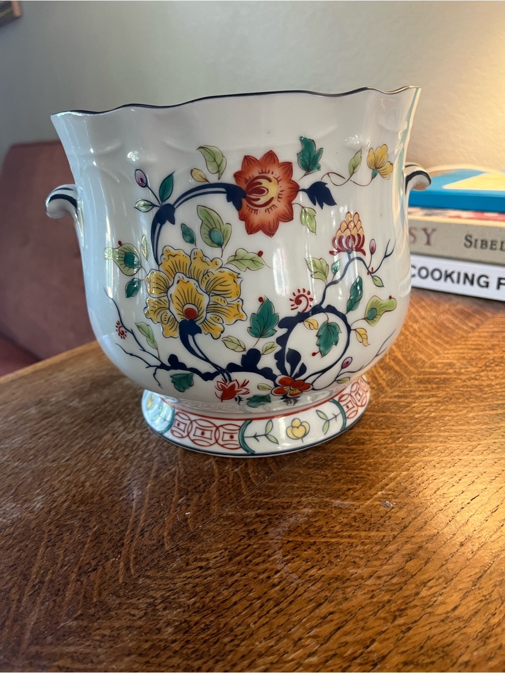 Large Vintage Japanese Jardiniere Planter.  Hand-Painted & Lovely